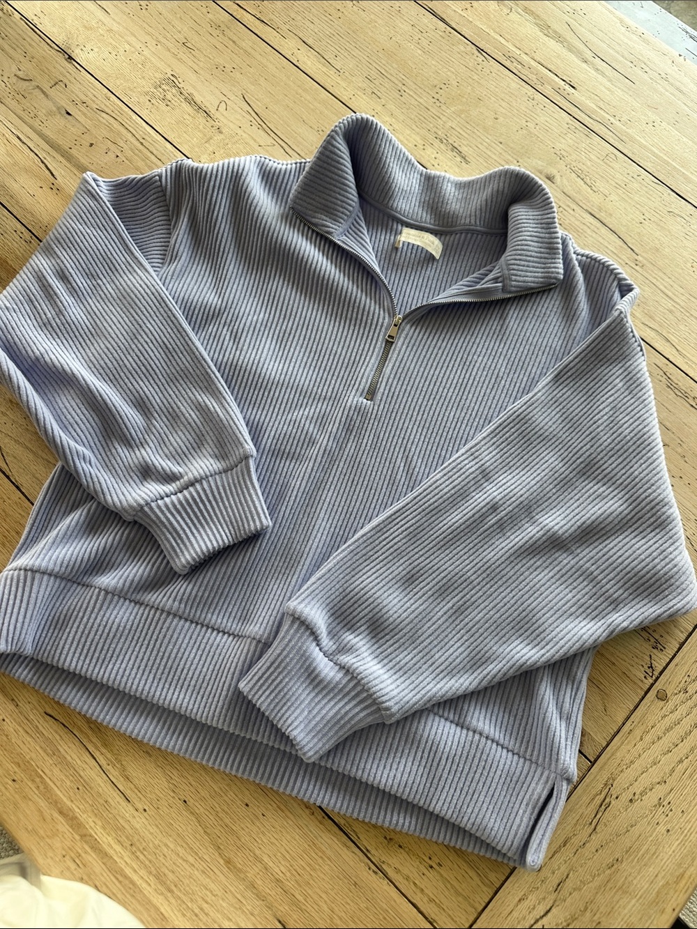 Abercrombie & Fitch Light Blue Ribbed Half-Zip Pullover